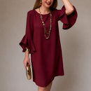 Vestido Lorena com Mangas Amplas em Babados e Caimento Fluido