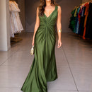 Vestido Celianne com Decote V e Drapeado Frontal