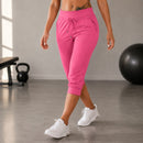 Calça Casual Esportiva com Comprimento Capri, Barra Estruturada e Cós Ajustável